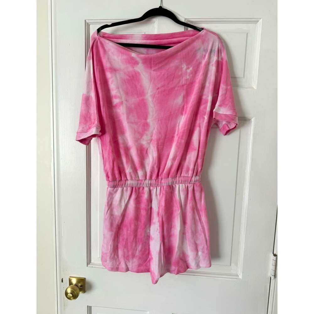 Pink Lily Pink & White Tie-Dye Short Sleeve Romper